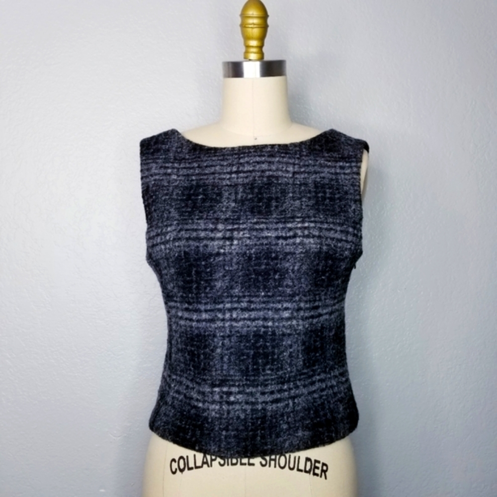 Banana Republic wool plaid Cut out blouse